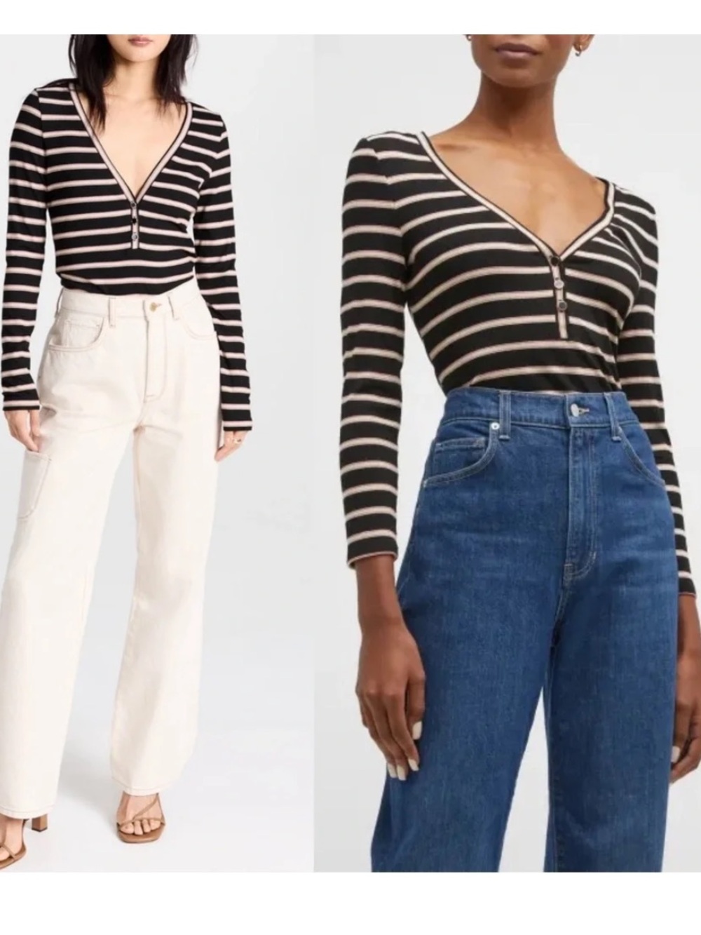 Veronica Beard Shailee Ribbed Knit Henley Top size S